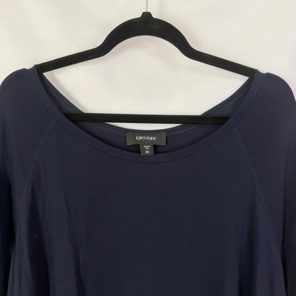 Karen Kane Navy Blue Asymmetrical Fringe Hem Tunic Top 3X NWT Boho Luxury $89 - Picture 4 of 9